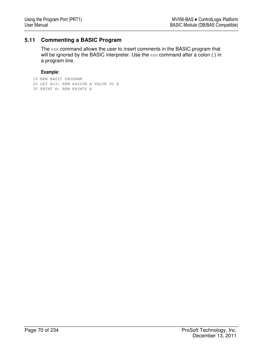 ProSoft Technology MVI56-BAS User Manual | Page 70 / 234