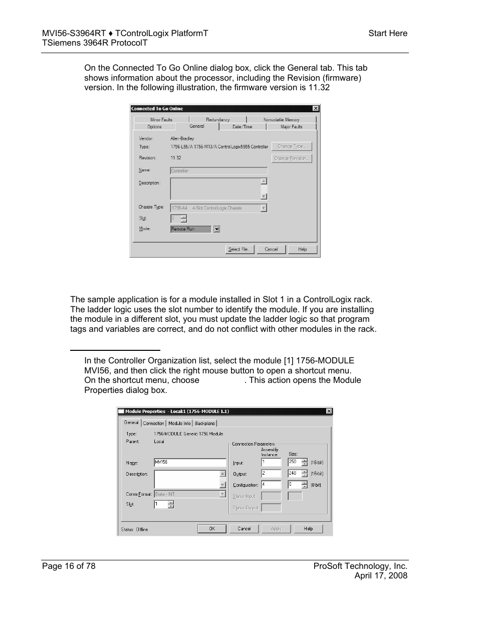 Select the slot number for the module, To change the slot number | ProSoft Technology MVI56-S3964R User Manual | Page 16 / 78