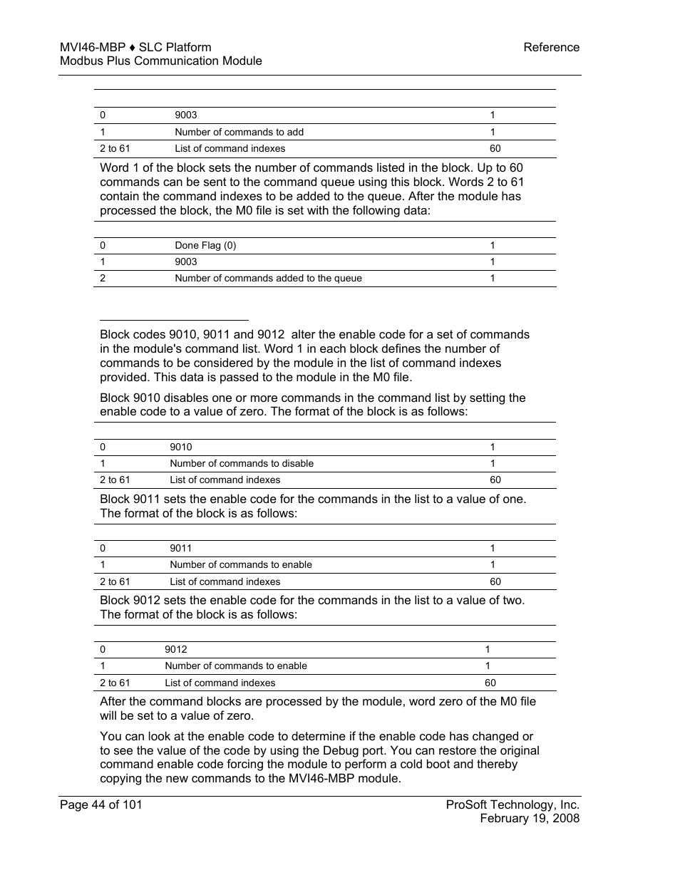 Command enable/disable blocks | ProSoft Technology MVI46-MBP User Manual | Page 44 / 101
