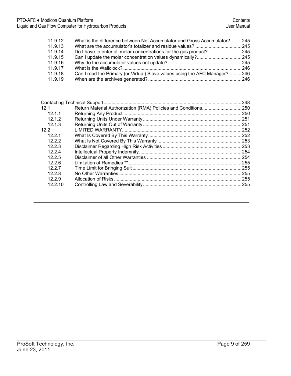 ProSoft Technology PTQ-AFC User Manual | Page 9 / 259