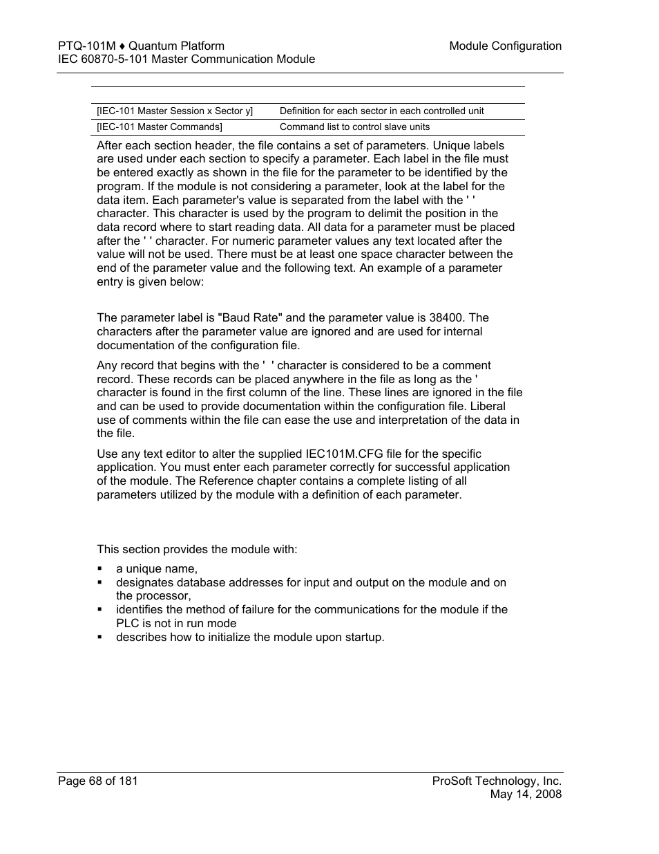 Backplane configuration | ProSoft Technology PTQ-101M User Manual | Page 68 / 181