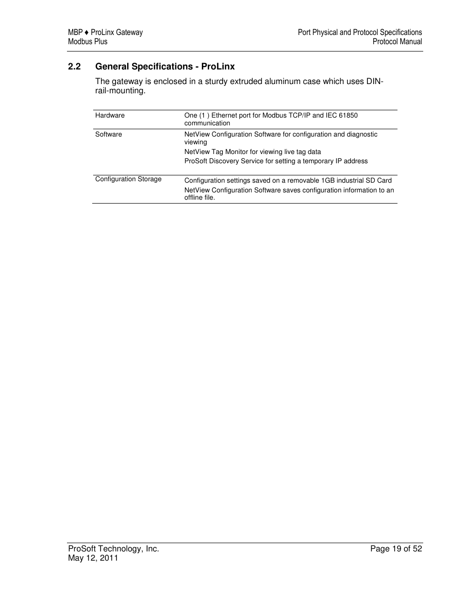 ProSoft Technology 5301-MBP-ASCII User Manual | Page 19 / 52