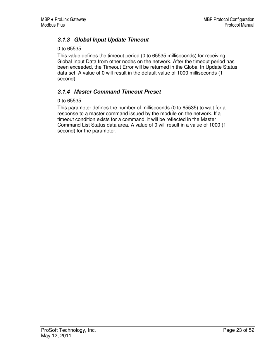 ProSoft Technology 5301-MBP-ASCII User Manual | Page 23 / 52