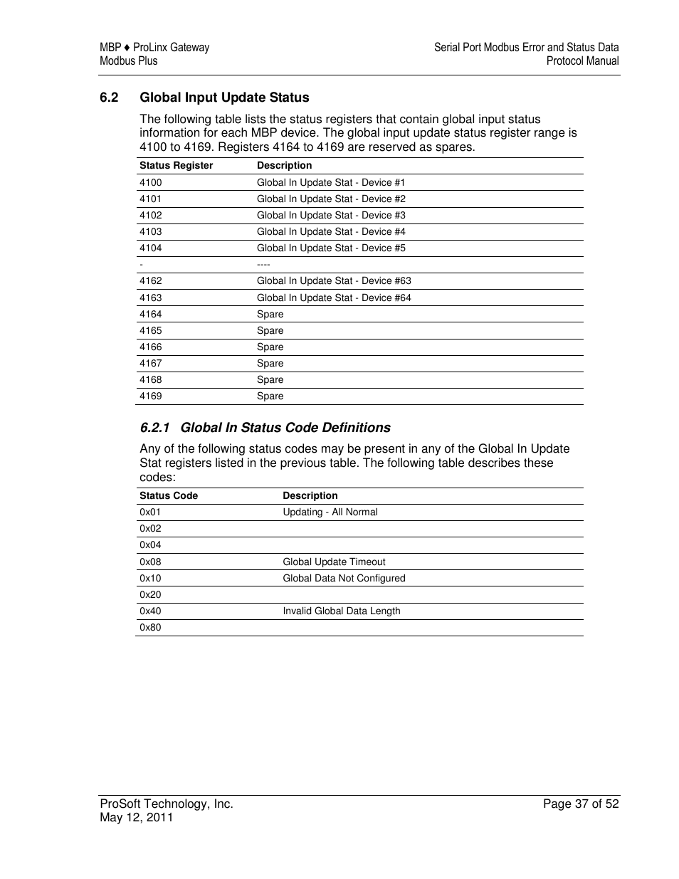 ProSoft Technology 5301-MBP-ASCII User Manual | Page 37 / 52