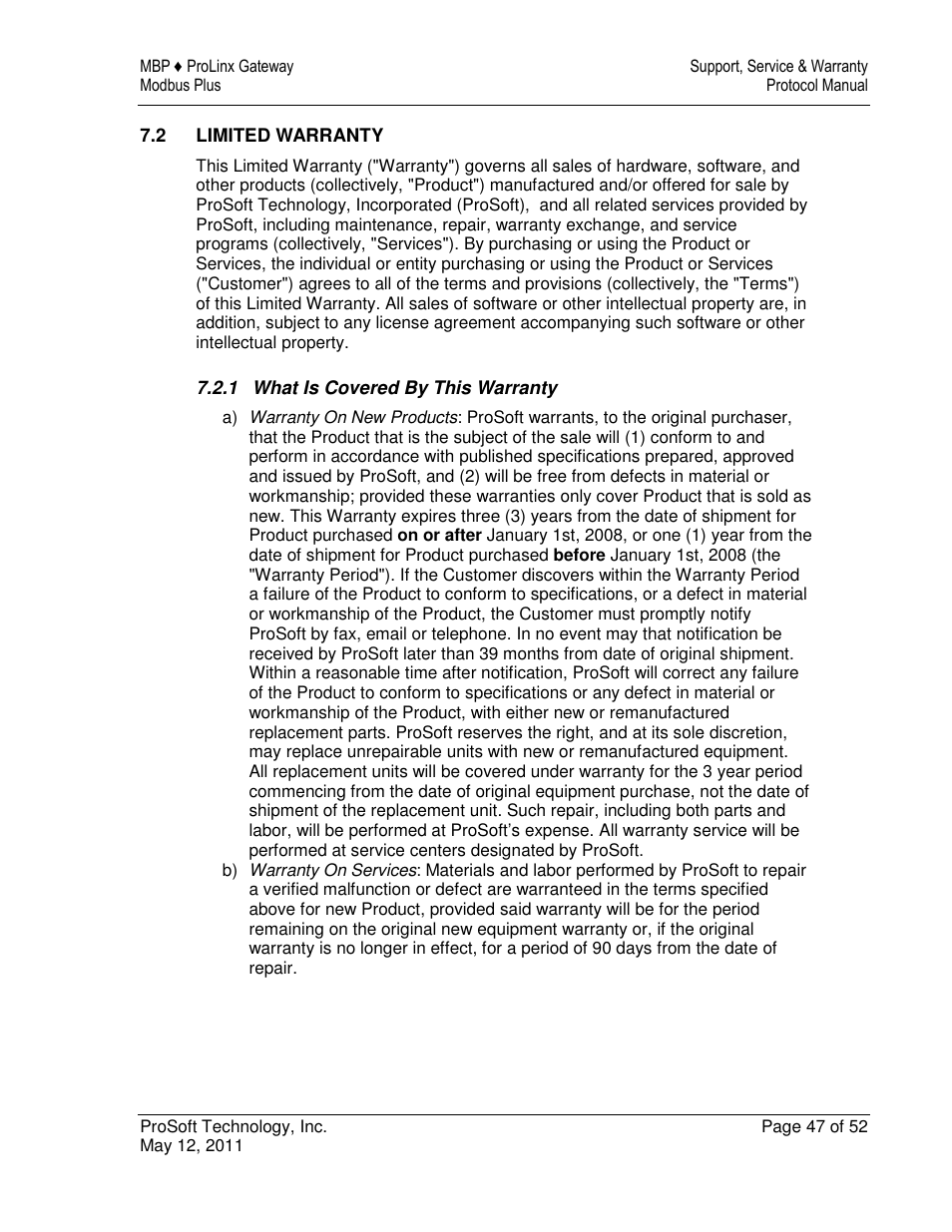 ProSoft Technology 5301-MBP-ASCII User Manual | Page 47 / 52