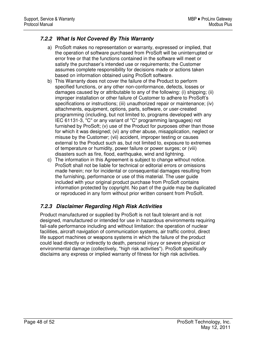 ProSoft Technology 5301-MBP-ASCII User Manual | Page 48 / 52