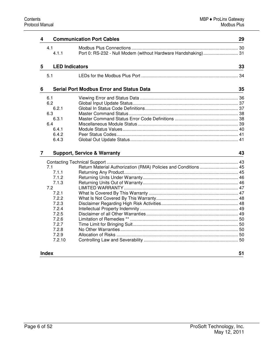 ProSoft Technology 5301-MBP-ASCII User Manual | Page 6 / 52