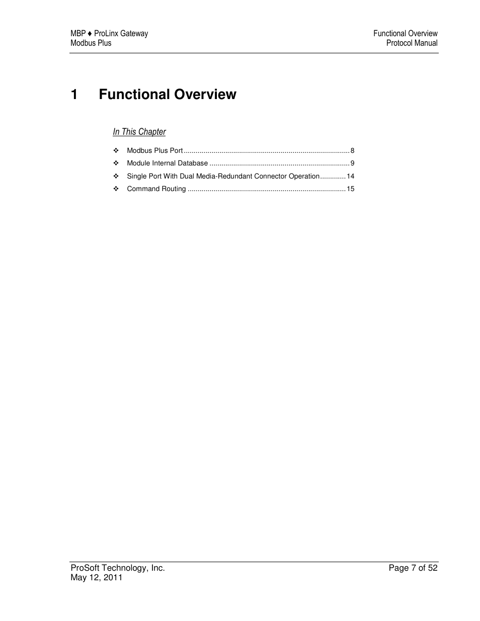 1functional overview | ProSoft Technology 5301-MBP-ASCII User Manual | Page 7 / 52