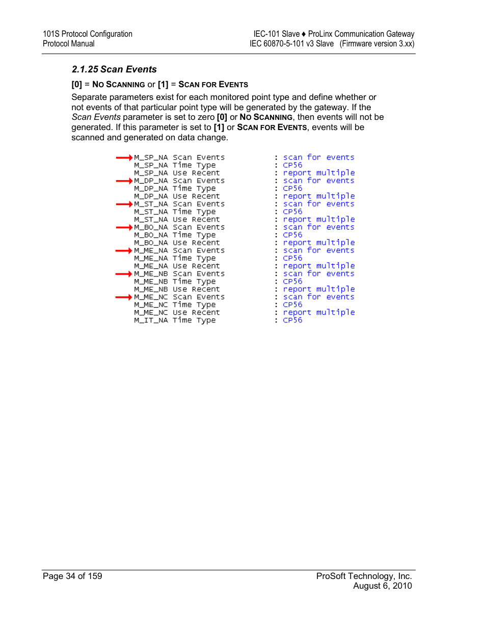 Scan events | ProSoft Technology 5201-MNET-101S User Manual | Page 34 / 159