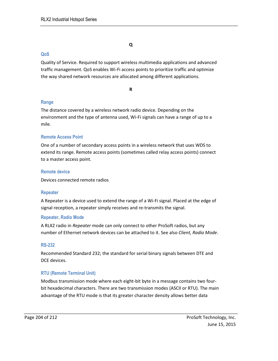 ProSoft Technology RLX2-IHNF-WC User Manual | Page 204 / 212