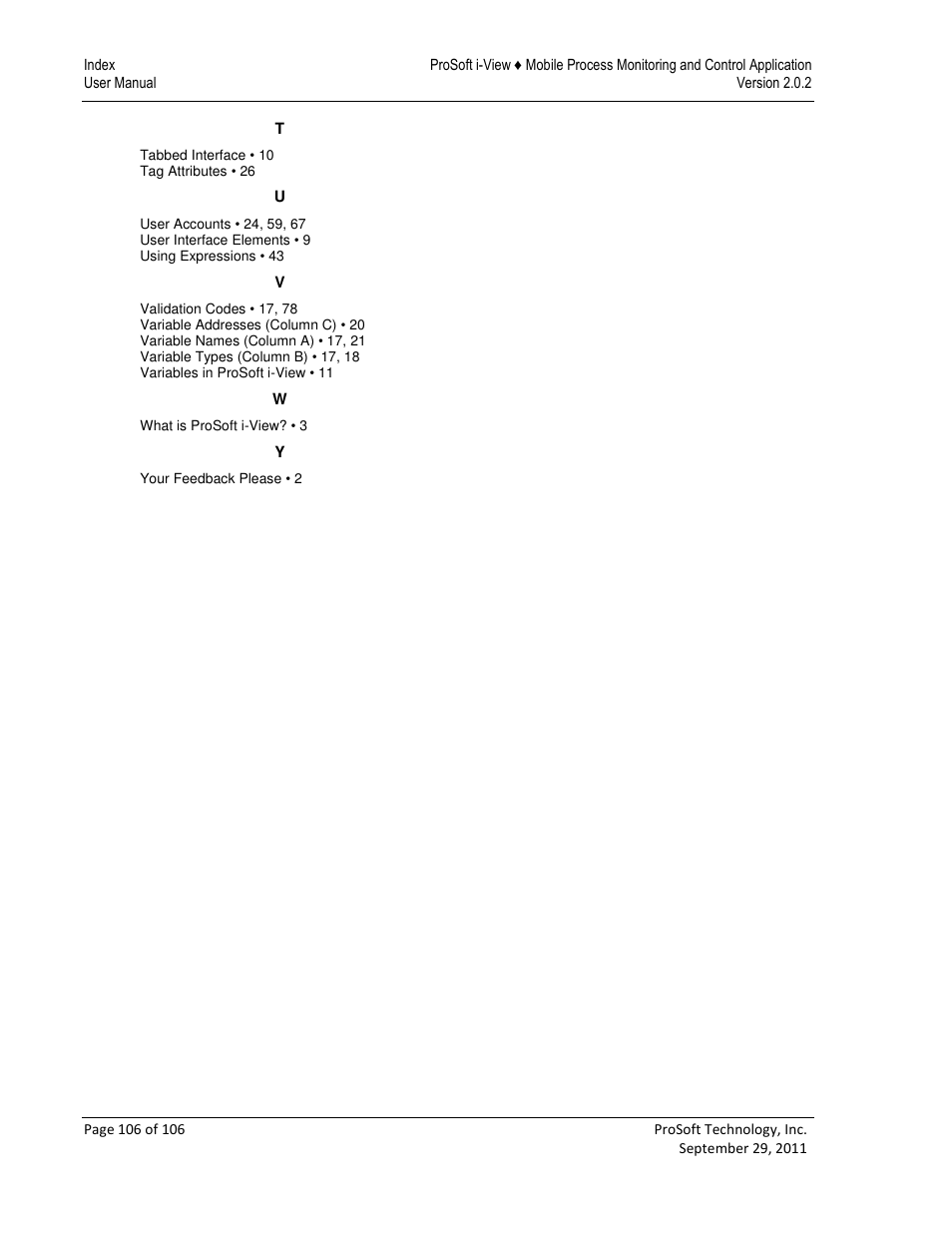 ProSoft Technology ProSoft i-View User Manual | Page 106 / 106