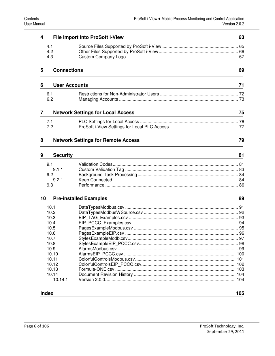 ProSoft Technology ProSoft i-View User Manual | Page 6 / 106