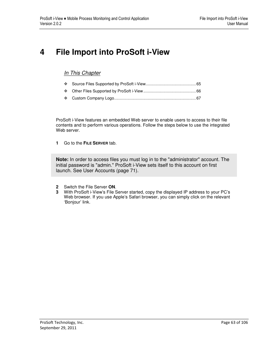 4file import into prosoft i-view | ProSoft Technology ProSoft i-View User Manual | Page 63 / 106