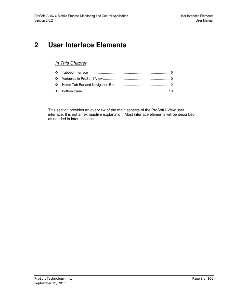 2user interface elements | ProSoft Technology ProSoft i-View User Manual | Page 9 / 106