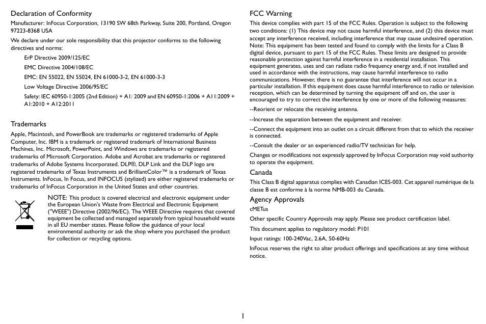 Preface_en.pdf | InFocus SP1080 User Manual | Page 2 / 35