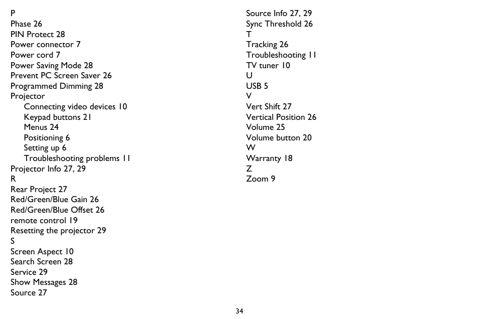 InFocus SP1080 User Manual | Page 35 / 35