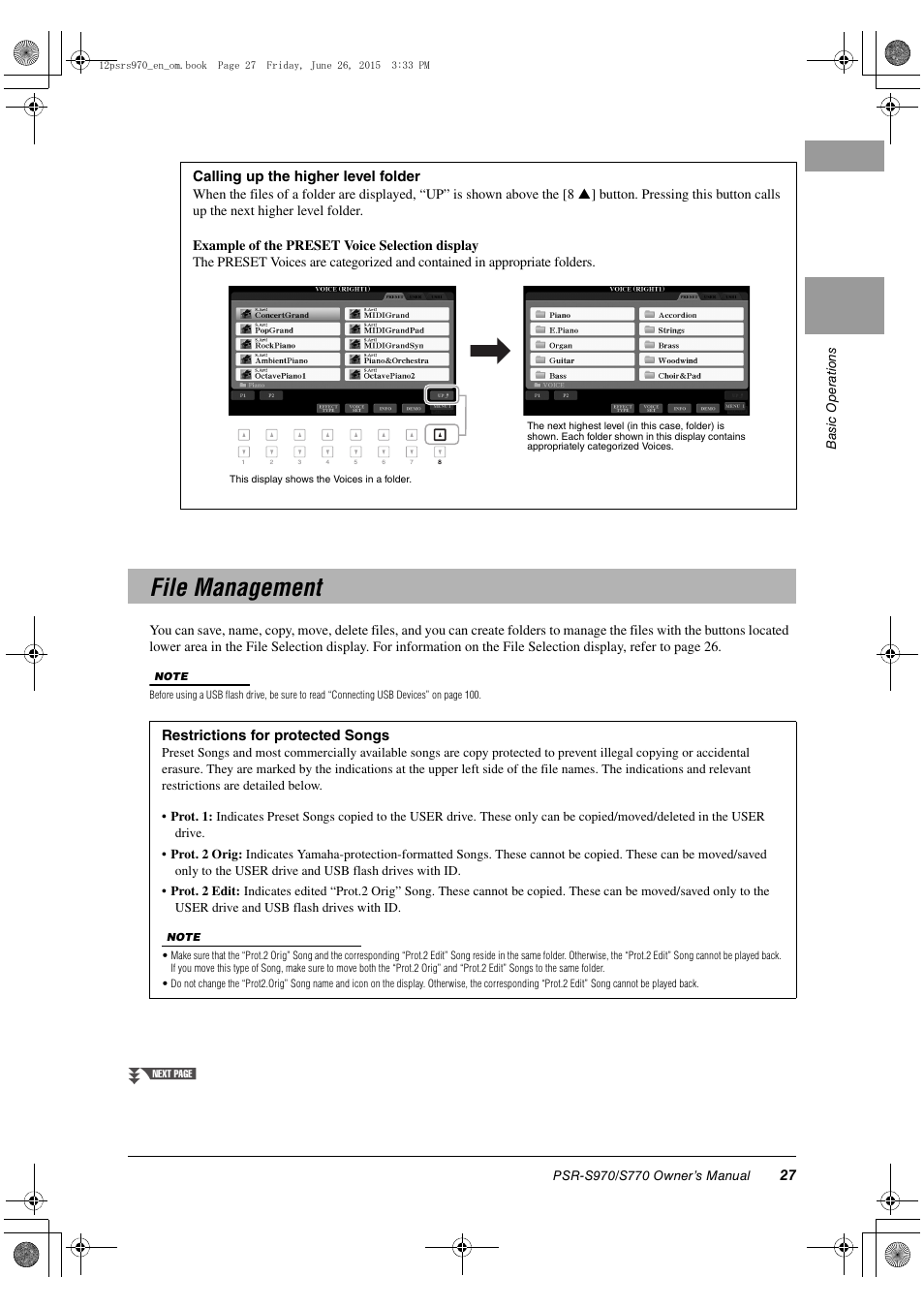 File management | Yamaha PSR-S770 User Manual | Page 27 / 118