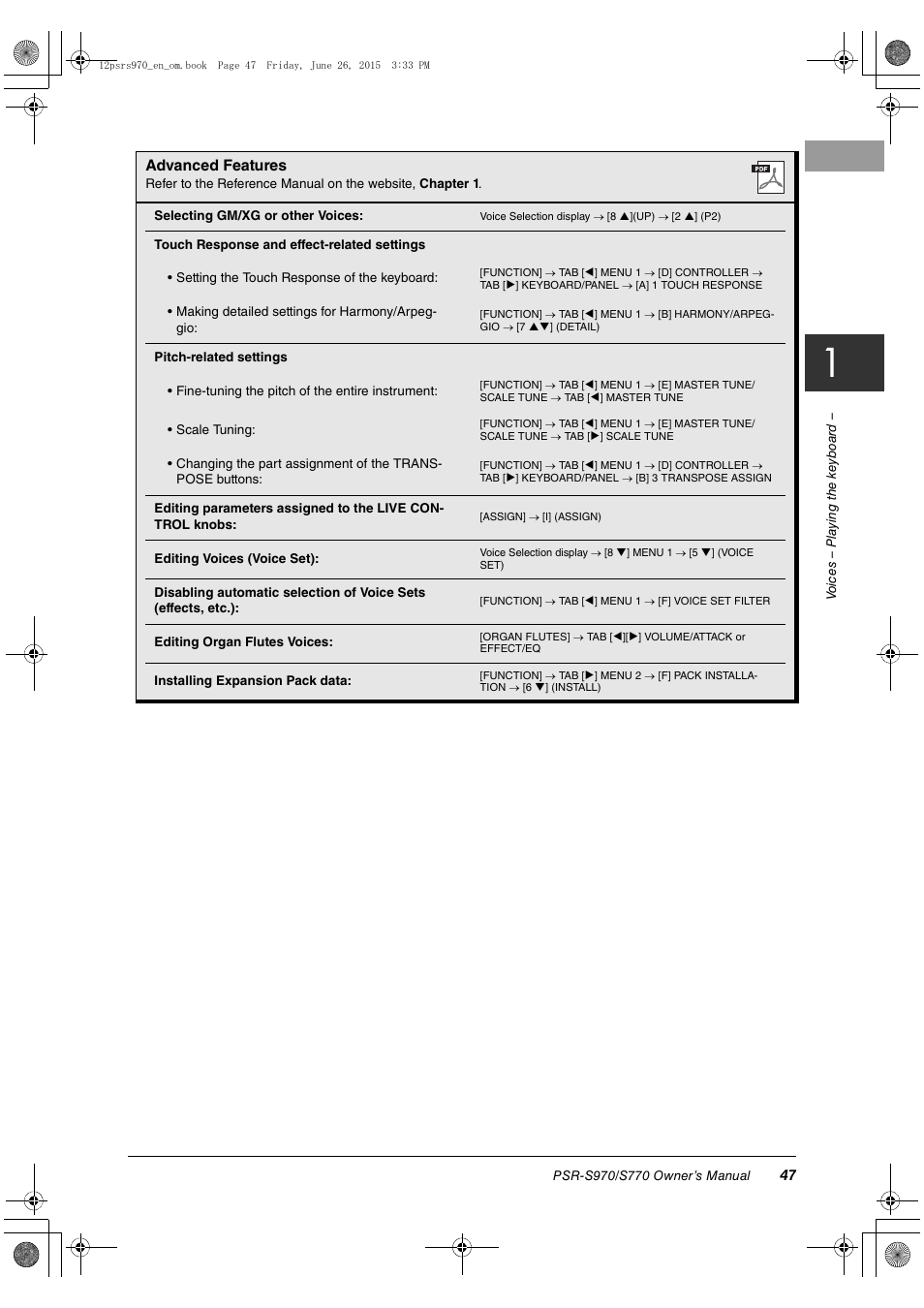 Yamaha PSR-S770 User Manual | Page 47 / 118