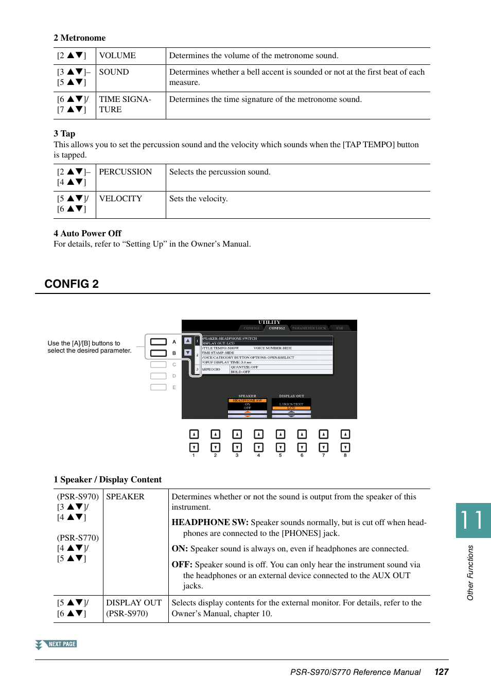 Config 2 | Yamaha PSR-S770 User Manual | Page 127 / 134