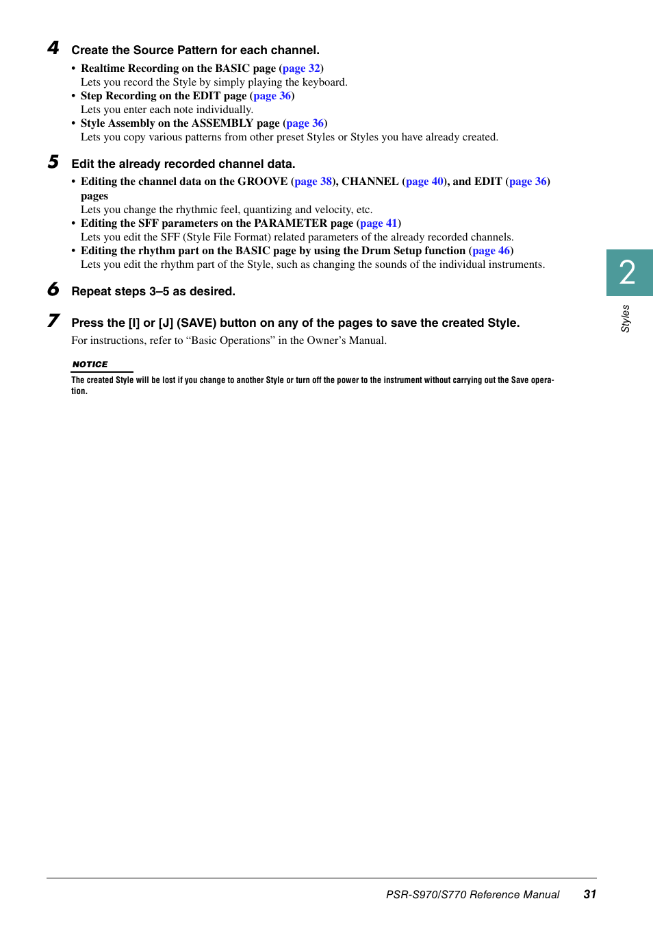 Yamaha PSR-S770 User Manual | Page 31 / 134