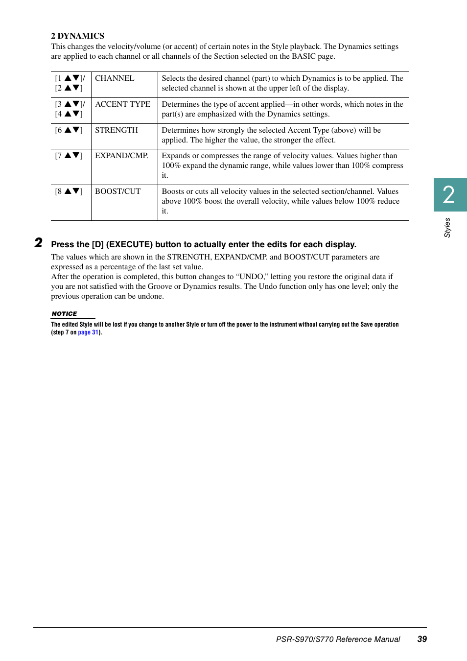 Yamaha PSR-S770 User Manual | Page 39 / 134