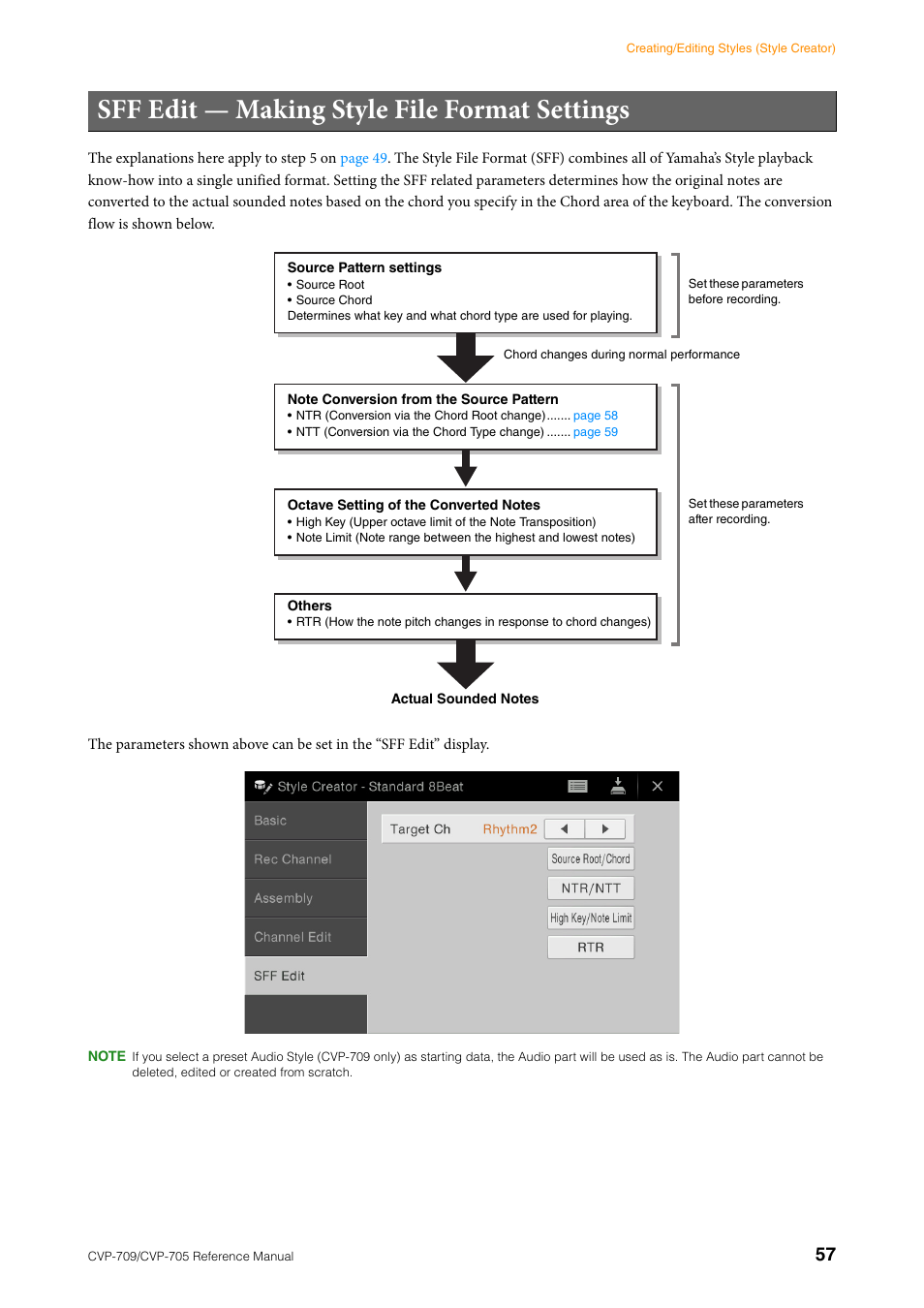 Sff edit — making style file format settings | Yamaha CVP-705B User Manual | Page 57 / 117