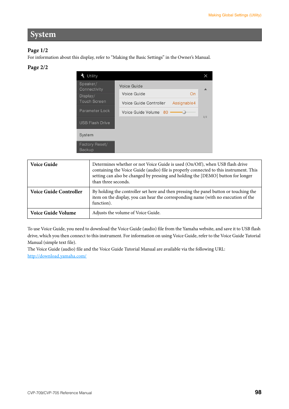 System | Yamaha CVP-705B User Manual | Page 98 / 117