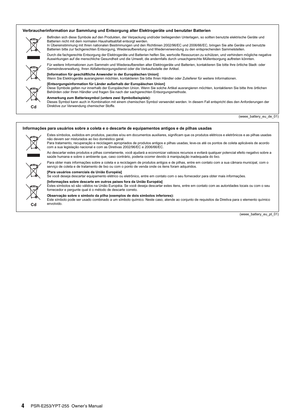 Yamaha PSR-E253 User Manual | Page 4 / 48