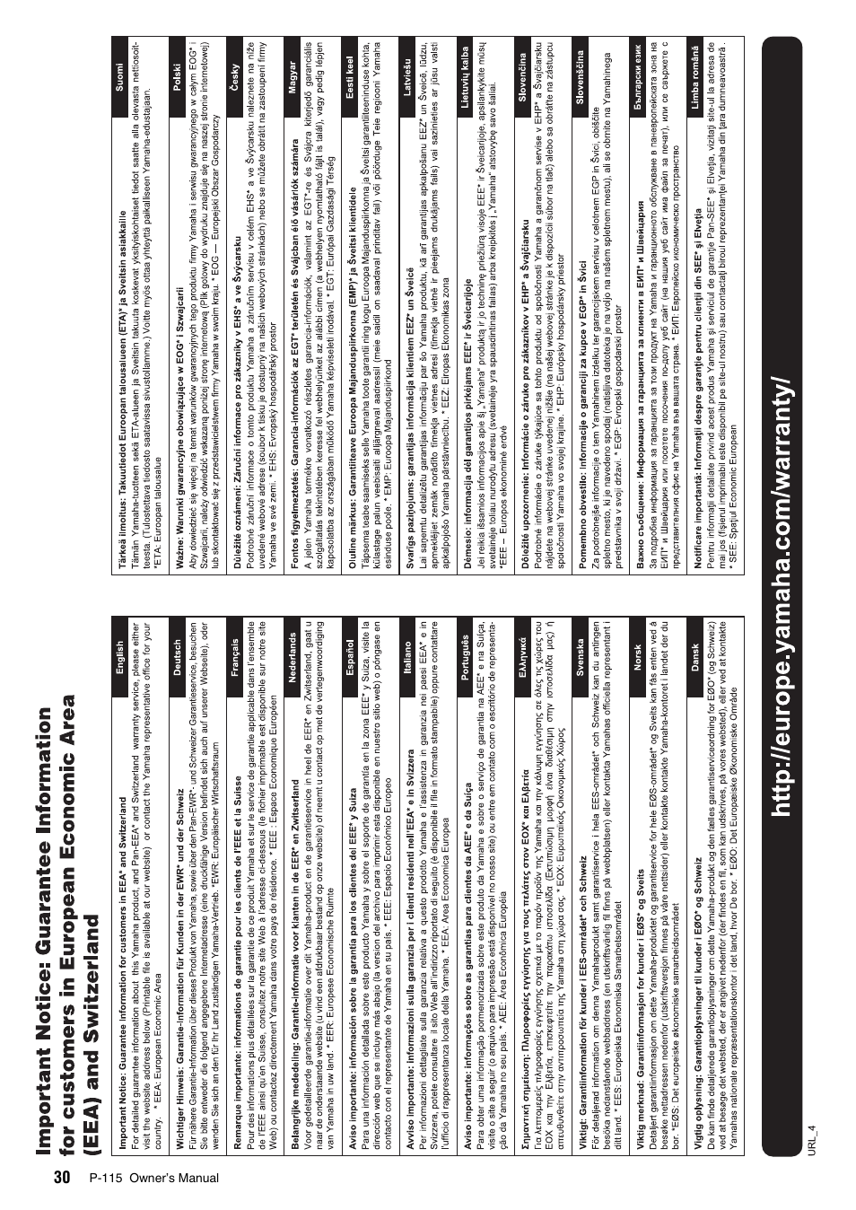 Yamaha P-115 User Manual | Page 30 / 32