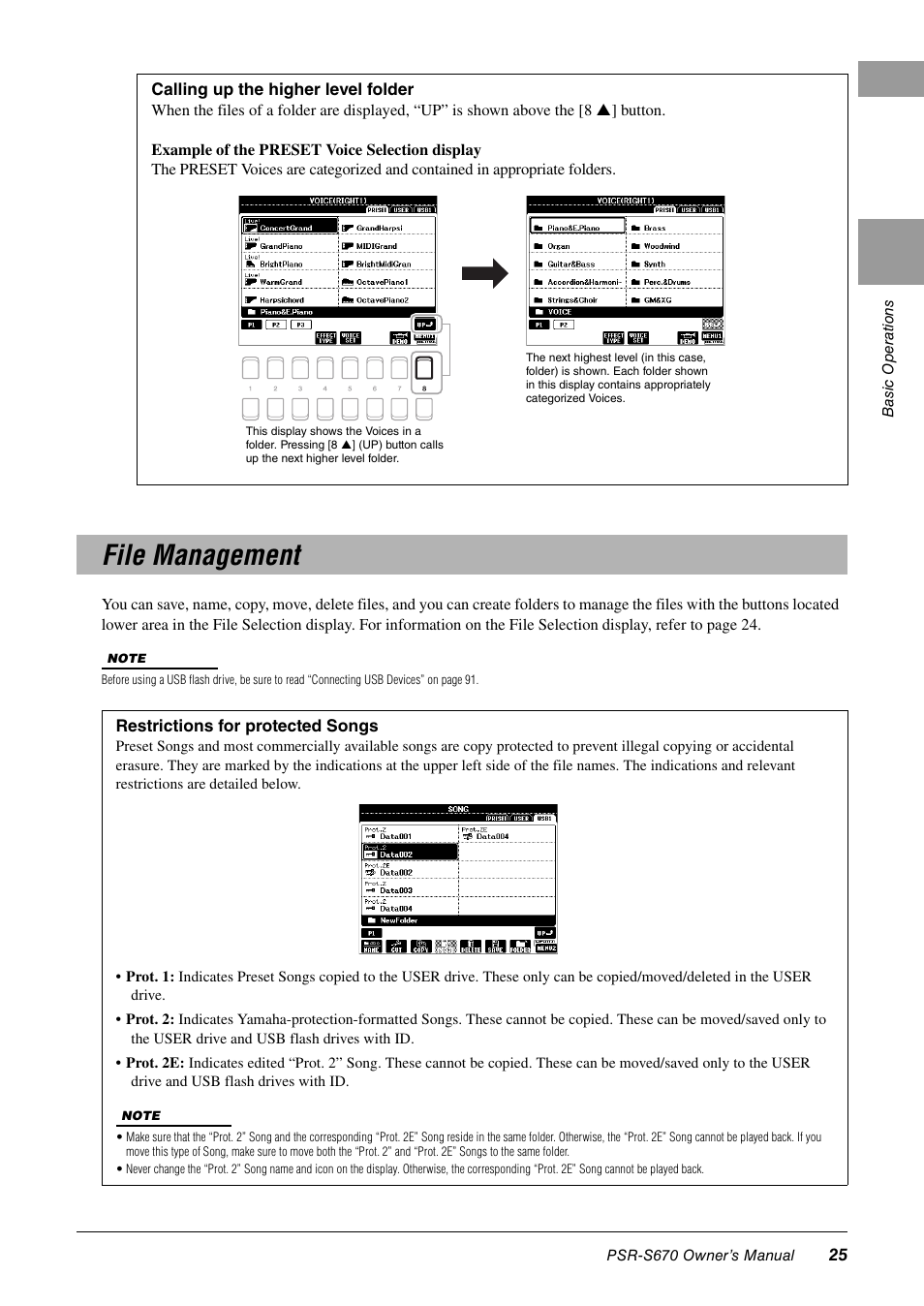 File management | Yamaha PSR-S670 User Manual | Page 25 / 108