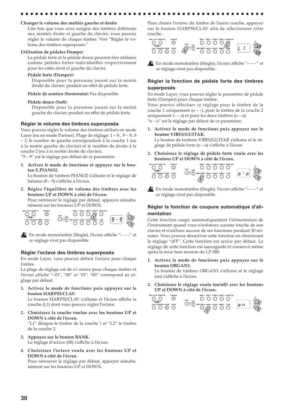 Voir “régler la fonction de | KORG LP-380-73 User Manual | Page 30 / 71