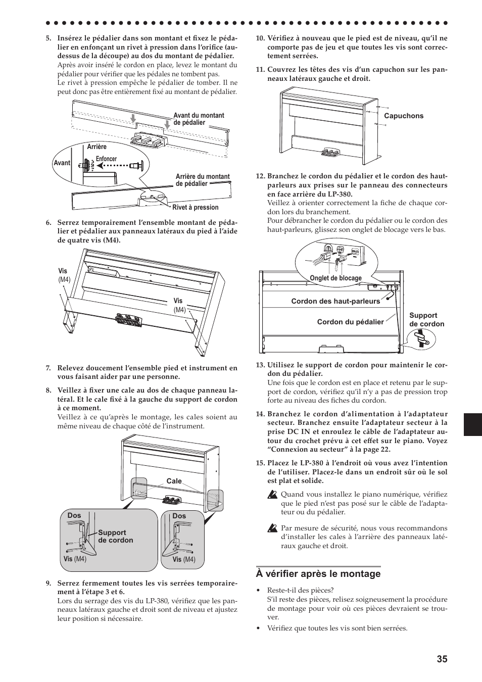 À vérifier après le montage | KORG LP-380-73 User Manual | Page 35 / 71