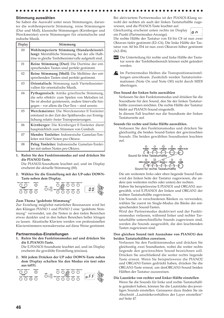 Siehe seite 46), Sie im abschnitt „partnermodus, Einstellungen“ auf seite 46 | KORG LP-380-73 User Manual | Page 46 / 71