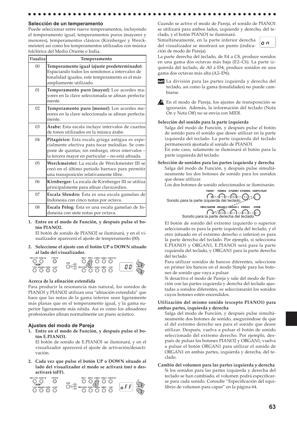 Consulte “ajustes del modo de | KORG LP-380-73 User Manual | Page 63 / 71