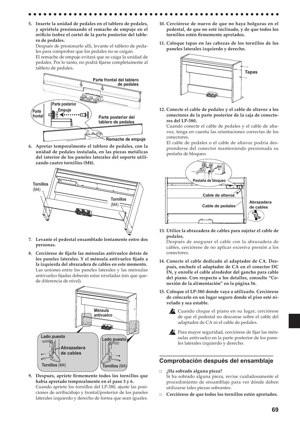 Comprobación después del ensamblaje | KORG LP-380-73 User Manual | Page 69 / 71