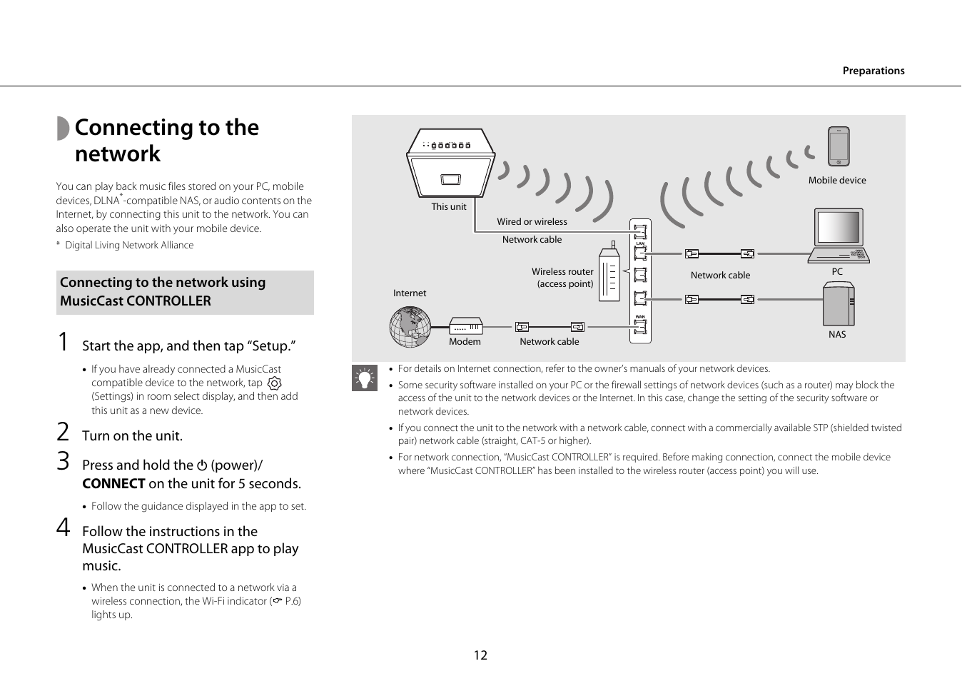 Connecting to the network, P.12) | Yamaha ISX-18 User Manual | Page 16 / 47