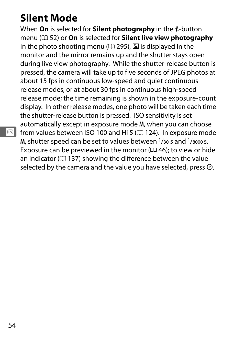Silent mode | Nikon D5 User Manual | Page 76 / 424