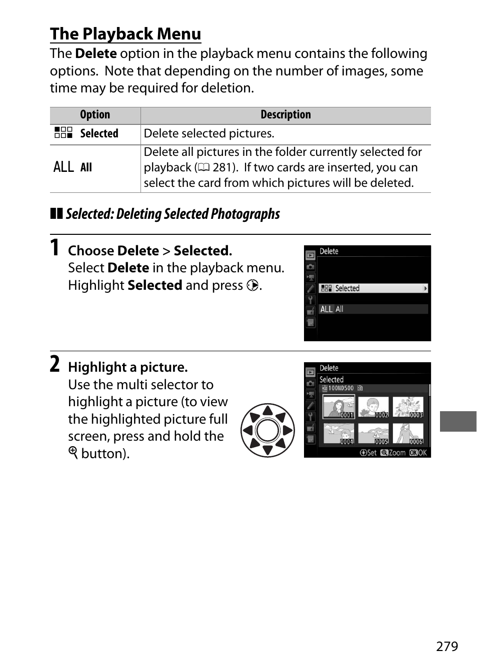 The playback menu | Nikon D500 User Manual | Page 305 / 432