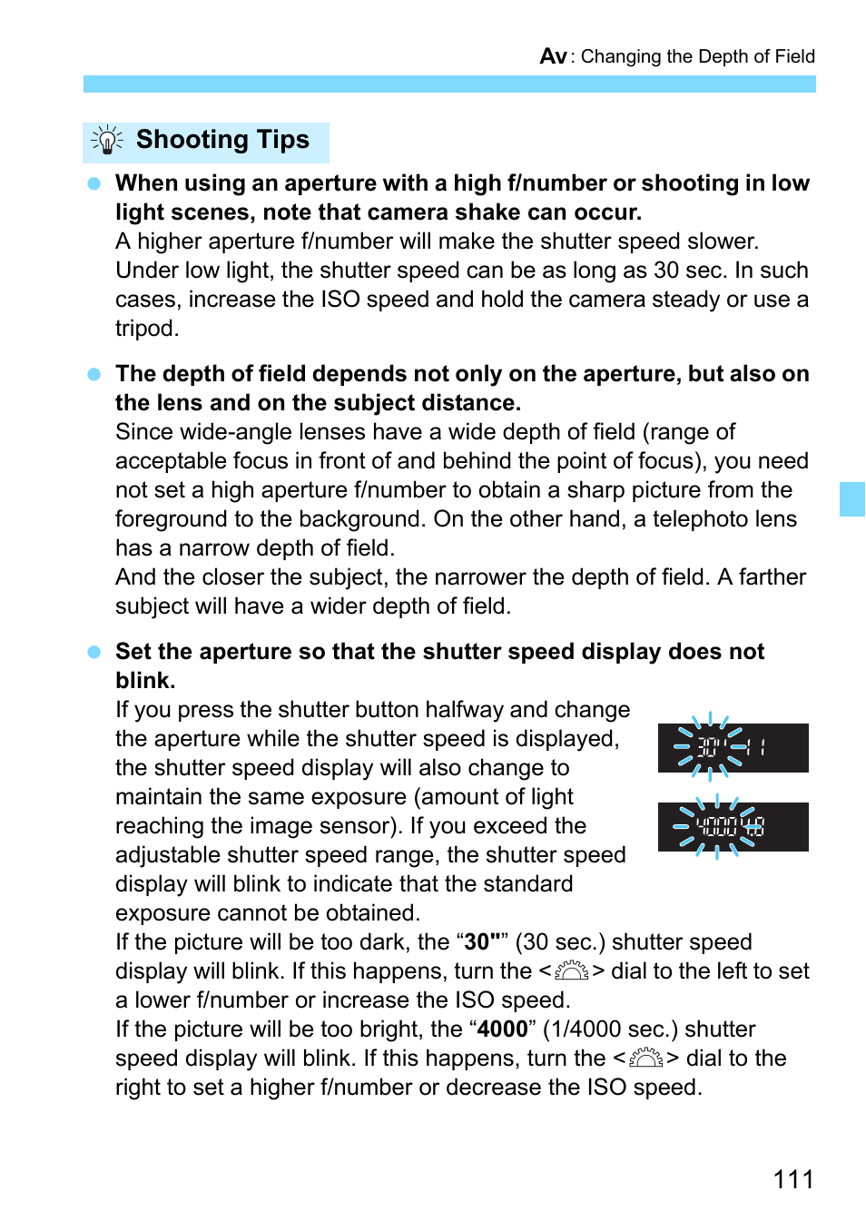 Shooting tips | Canon EOS 1300D User Manual | Page 111 / 326