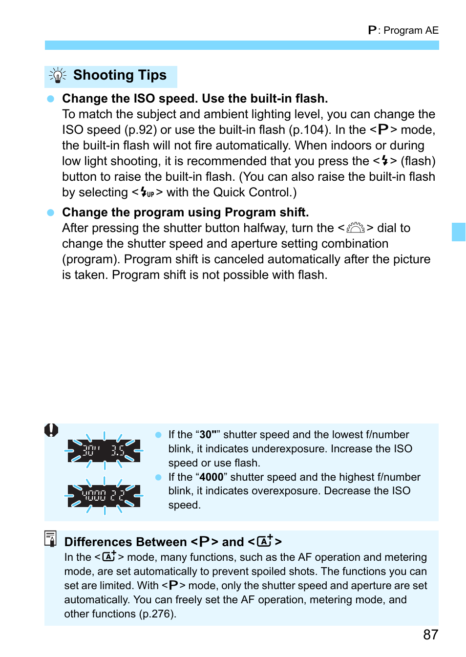 Shooting tips | Canon EOS 1300D User Manual | Page 87 / 326
