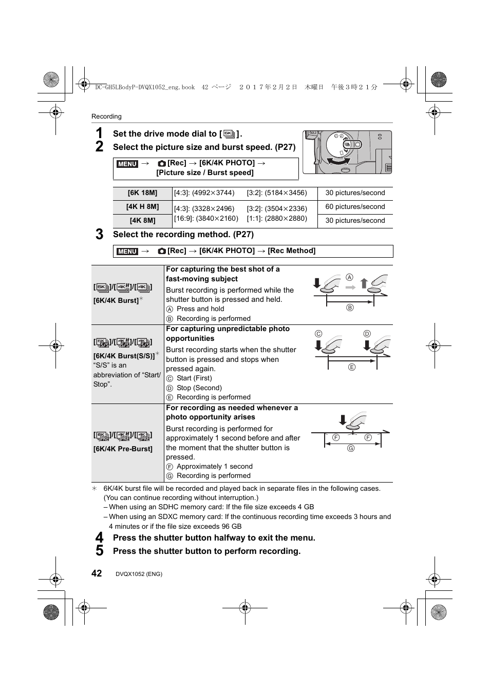 Panasonic Lumix GH5 User Manual | Page 42 / 128