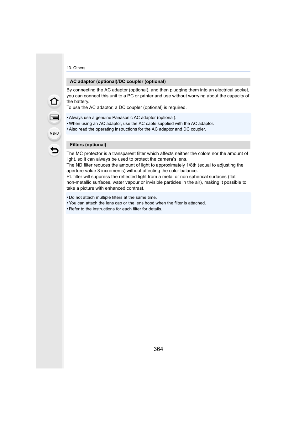 Dc coupler cover, P364) | Panasonic Lumix DMC-G7 body User Manual | Page 364 / 411