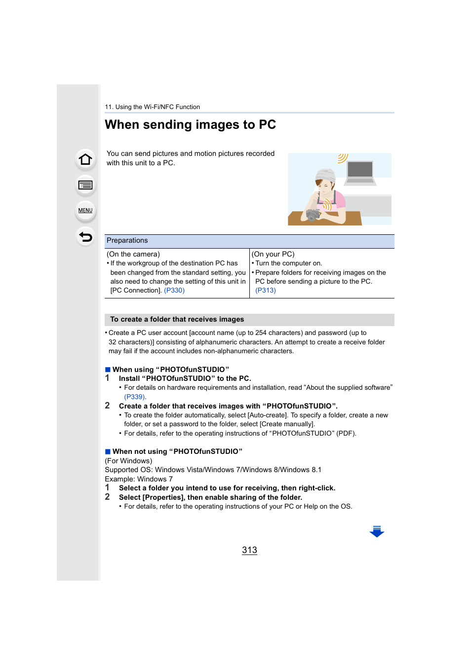 When sending images to pc, P313, P313) | Panasonic Lumix GX8 User Manual | Page 313 / 403