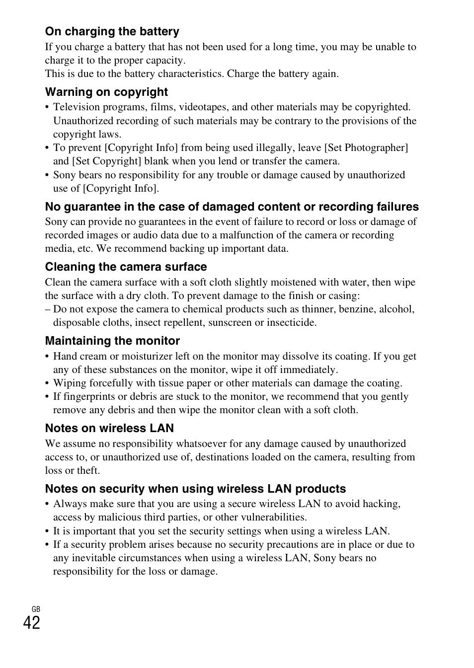 Sony Alpha 6300 User Manual | Page 42 / 48