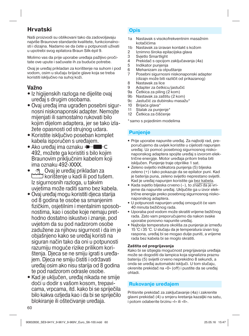 Hrvatski | Braun Silk-épil 9 SkinSpa  5377 User Manual | Page 59 / 97