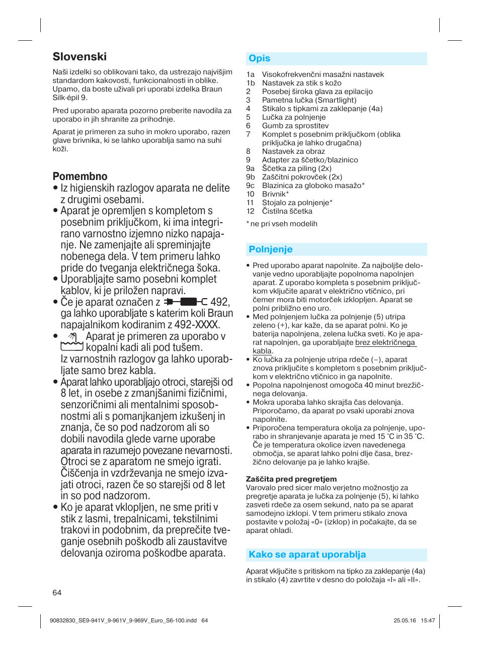 Slovenski | Braun Silk-épil 9 SkinSpa  5377 User Manual | Page 63 / 97