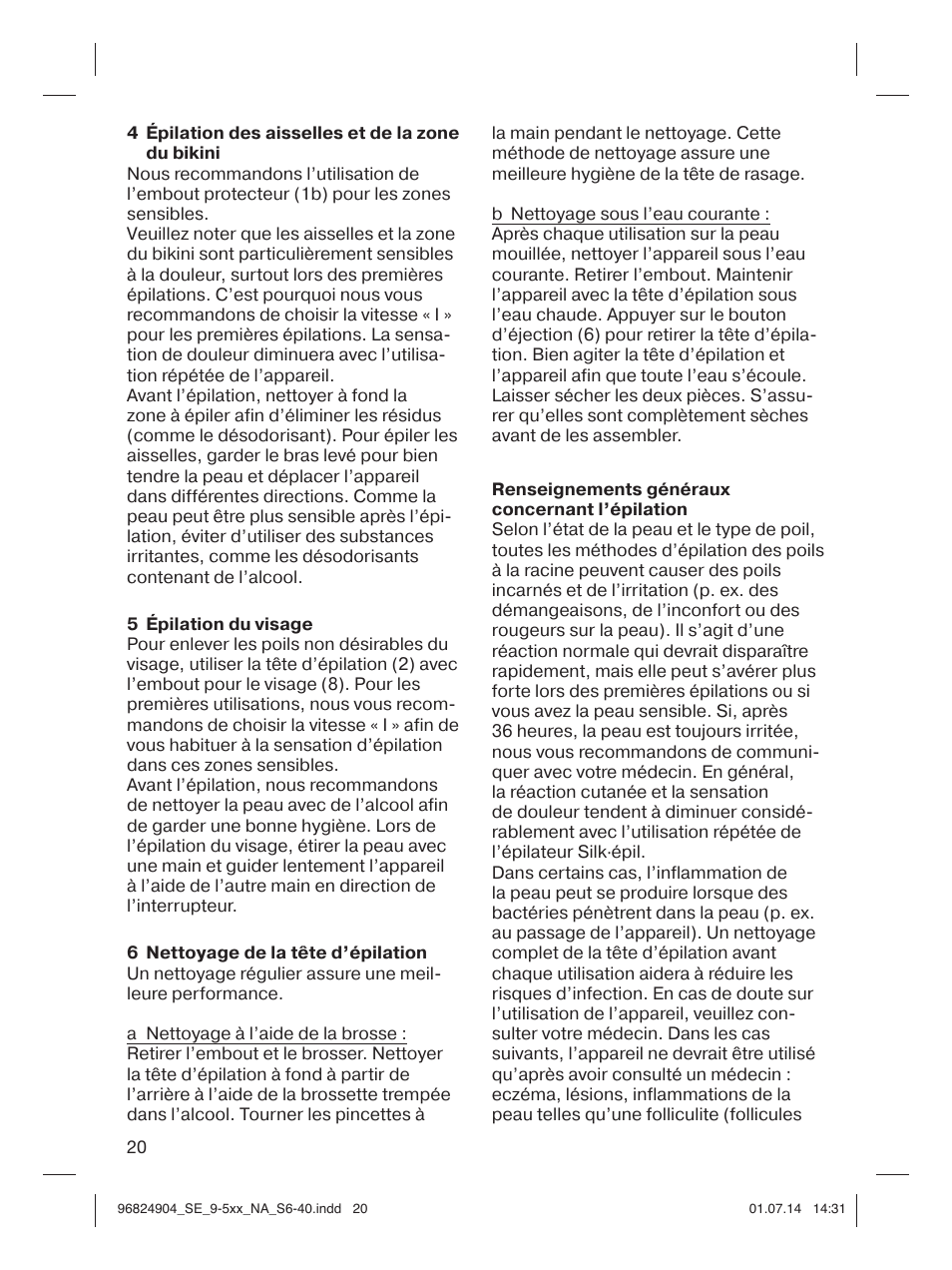Braun Silk-épil 9 SkinSpa  5377 User Manual | Page 20 / 38