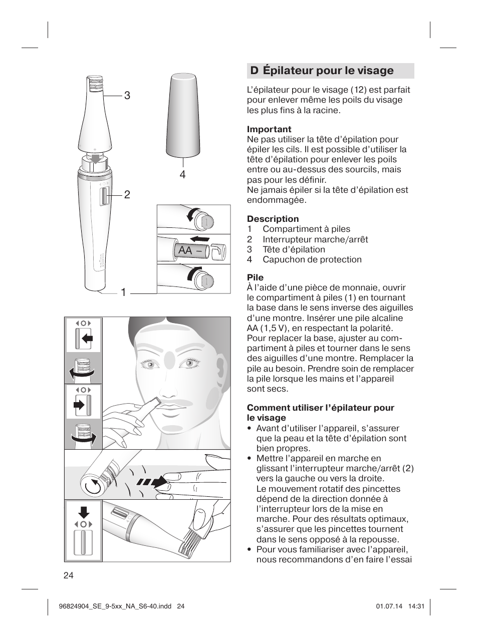D épilateur pour le visage | Braun Silk-épil 9 SkinSpa  5377 User Manual | Page 24 / 38
