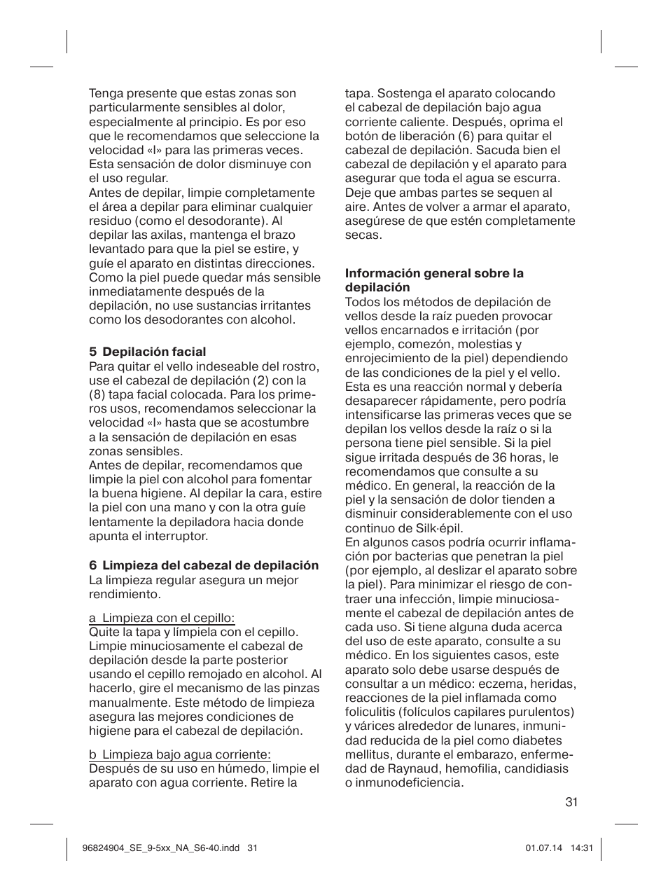 Braun Silk-épil 9 SkinSpa  5377 User Manual | Page 31 / 38