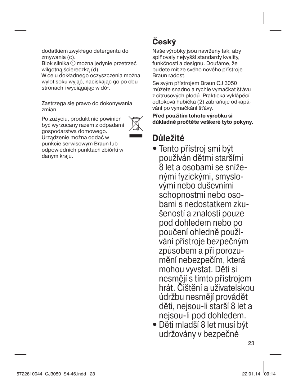 Česk | Braun CJ 3050 User Manual | Page 23 / 46